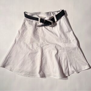 Vintage 90s Tattoo of California White Cotton Midi Skirt with Western Belt